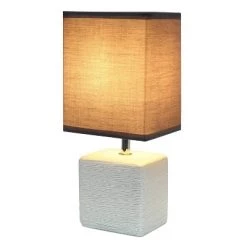 Petite Faux Stone Table Lamp with Fabric Shade - Simple Designs Off-white