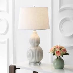 JONATHAN Y 28.25" Ceramic Thatcher Table Lamp (Includes Energy Efficient Light Bulb) - JONATHAN Y Beige
