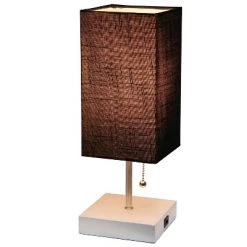 Petite Stick Lamp with USB Charging Port and Fabric Shade - Simple Designs Gray