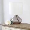 Glass Raindrop Table Lamp with Fabric Shade Smoke Gray - Simple Designs -Loca Table Lamps Store unnamed file 1113