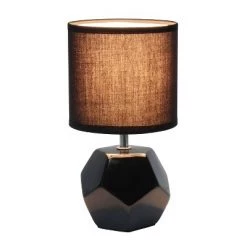 Round Prism Mini Table Lamp with Matching Fabric Shade Black - Simple Designs