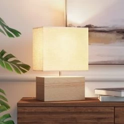 Loca Table Lamps Store 39 Wood Block Table Lamp Brown (Includes LED Light Bulb) - Project 62™