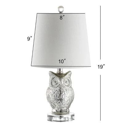 JONATHAN Y 19" Glass/Crystal Night Owl Table Lamp (Includes LED Light Bulb) Silver - JONATHAN Y 5 JONATHAN Y 19" Glass/Crystal Night Owl Table Lamp (Includes LED Light Bulb) Silver - JONATHAN Y - Image 3