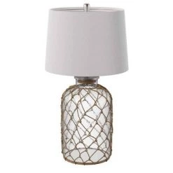 30" 3-way Seeded Netted Rope Glass Table Lamp - StyleCraft