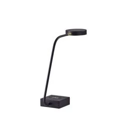 15.5" x 19" Conrad Adessocharge Desk Lamp (Includes LED Light Bulb) Matte Black - Adesso