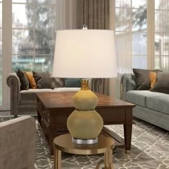27" Sion Ceramic Table Lamp with Taper Drum Hardback Shade Earthy - Cal Lighting