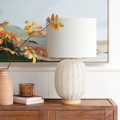 Rattan Table Lamp White (Includes LED Light Bulb) - Threshold™ 4 Rattan Table Lamp White (Includes LED Light Bulb) - Threshold™ - Image 2