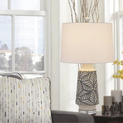 27" Burgin Ceramic Table Lamp with Crystal Base Pearl - Cal Lighting 4 27" Burgin Ceramic Table Lamp with Crystal Base Pearl - Cal Lighting - Image 2