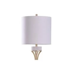 Abyaz Concave Metal Table Lamp with Marble Accent Drum Shade Gold - StyleCraft