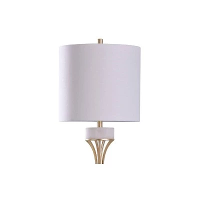 Abyaz Concave Metal Table Lamp with Marble Accent Drum Shade Gold - StyleCraft 3 Abyaz Concave Metal Table Lamp with Marble Accent Drum Shade Gold - StyleCraft
