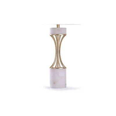 Abyaz Concave Metal Table Lamp with Marble Accent Drum Shade Gold - StyleCraft 4 Abyaz Concave Metal Table Lamp with Marble Accent Drum Shade Gold - StyleCraft - Image 2