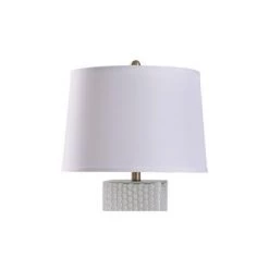 Duerstock Dimpled Glass Table Lamp with Tapered Drum Shade Brass - StyleCraft