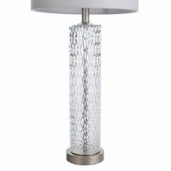 Diamond Textured Glass Table Lamp with Brushed Steel Base Gray - StyleCraft