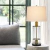 31" Morrilton Glass and Metal Table Lamp with Wood Poles Hardback Fabric Drum Shade Antique Brass - Cal Lighting -Loca Table Lamps Store unnamed file 1345