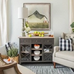 Pateley Spindle Table Lamp with Acrylic Detail and Drum Shade Blue/Gray - StyleCraft