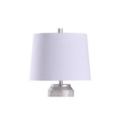 Dawley Diamond Etched Table Lamp with Tapered Drum Shade Sliver - StyleCraft
