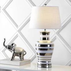 JONATHAN Y 28.75" Ceramic/Iron Classic Modern Table Lamp (Includes LED Light Bulb) Silver - JONATHAN Y