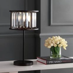 JONATHAN Y 21.5" Metal/Crystal Bevin Table Lamp (Includes LED Light Bulb) Black - JONATHAN Y