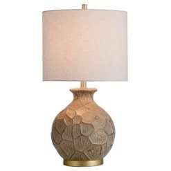 Round Transitional Moulded Table Lamp with Base Gold - StyleCraft