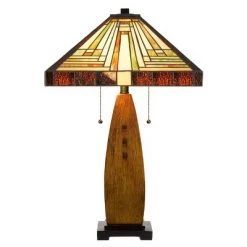 27" Resin Contemporary Mission Table Lamp with Tiffany Glass Shade - Cal Lighting