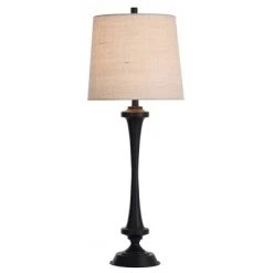Chimney Candlestick Table Lamp with Tapered Drum Shade Black - StyleCraft