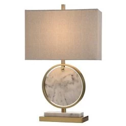 Steel Ring Table Lamp with Marble Insert Accent White - StyleCraft