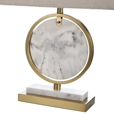 Steel Ring Table Lamp with Marble Insert Accent White - StyleCraft 5 Steel Ring Table Lamp with Marble Insert Accent White - StyleCraft - Image 3