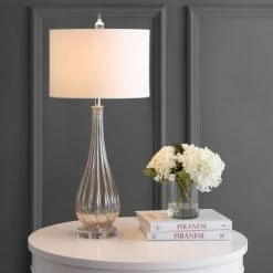 JONATHAN Y 32.75" Glass/Crystal Dew Drop Table Lamp (Includes LED Light Bulb) Beige - JONATHAN Y
