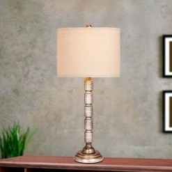 Fangio Lighting Industrial Ribbed Metal Table Lamps Silver
