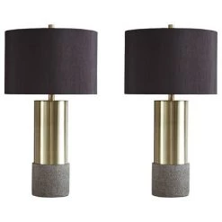 Set of 2 Jacek Table Lamps Gray/Brass - Signature Design by Ashley