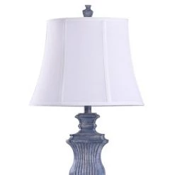 Tao's Textured Urn Table Lamp with Bell Shade Denim Blue - StyleCraft