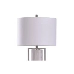 Abyaz Open Square Framed Marble Table Lamp with Drum Shade White - StyleCraft