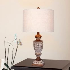 Distressed, Decorative Resin Table Lamps in Antique Brown - Fangio Lighting