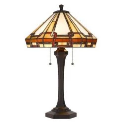 24.5" Resin Transitional Table Lamp with Tiffany Glass Shade - Cal Lighting