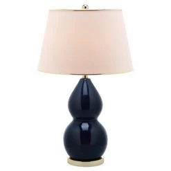 26.5" Jill Double- Gourd Ceramic Lamp Navy (Includes CFL Light Bulb) - Safavieh
