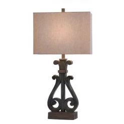Brampton Open Scroll Design Table Lamp with Rectangle Shade Blue - StyleCraft