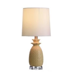 Ceramic Yellow Pineapple Table Lamp with White Hardback Fabric Shade - StyleCraft