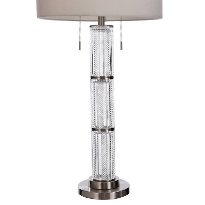 Textured Glass Column Table Lamp with Accent White - StyleCraft 4 Textured Glass Column Table Lamp with Accent White - StyleCraft - Image 2