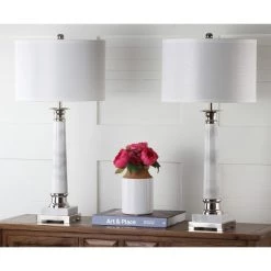 (Set of 2) 31" Colleen Table Lamp White (Includes CFL Light Bulb) - Safavieh