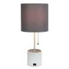 Hammered Metal Organizer Table Lamp with USB Charging Port and Fabric Shade White/Gray - Simple Designs -Loca Table Lamps Store unnamed file 1829