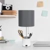 Hammered Metal Organizer Table Lamp with USB Charging Port and Fabric Shade White/Gray - Simple Designs -Loca Table Lamps Store unnamed file 1830