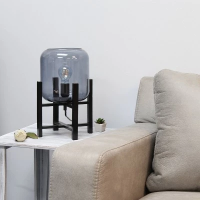 Wood Mounted Table Lamp with Glass Cylinder Shade Smoke - Simple Designs 6 Wood Mounted Table Lamp with Glass Cylinder Shade Smoke - Simple Designs - Image 4