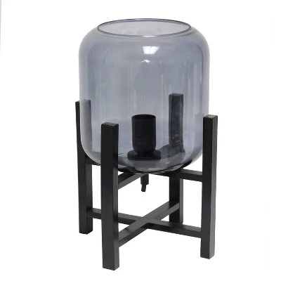 Wood Mounted Table Lamp with Glass Cylinder Shade Smoke - Simple Designs 7 Wood Mounted Table Lamp with Glass Cylinder Shade Smoke - Simple Designs - Image 5