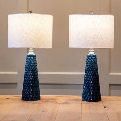 26.5" Set of Two Jameson Textured Ceramic Table Lamp Cobalt Blue - Decor Therapy 9 26.5" Set of Two Jameson Textured Ceramic Table Lamp Cobalt Blue - Decor Therapy - Image 7