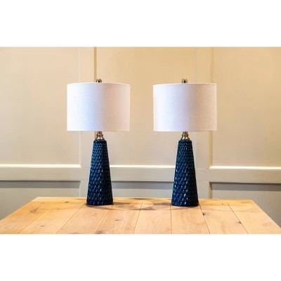 26.5" Set of Two Jameson Textured Ceramic Table Lamp Cobalt Blue - Decor Therapy 10 26.5" Set of Two Jameson Textured Ceramic Table Lamp Cobalt Blue - Decor Therapy - Image 8