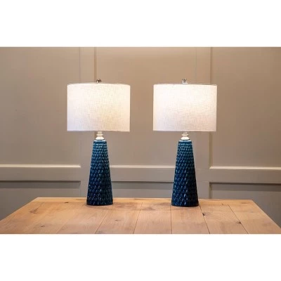 26.5" Set of Two Jameson Textured Ceramic Table Lamp Cobalt Blue - Decor Therapy 11 26.5" Set of Two Jameson Textured Ceramic Table Lamp Cobalt Blue - Decor Therapy - Image 9