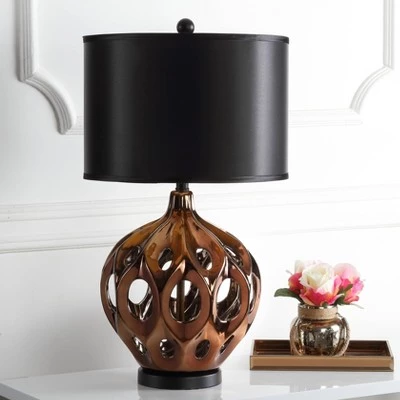 29" Regina Ceramic Table Lamp Gold/Brown (Includes CFL Light Bulb) - Safavieh 3 29" Regina Ceramic Table Lamp Gold/Brown (Includes CFL Light Bulb) - Safavieh