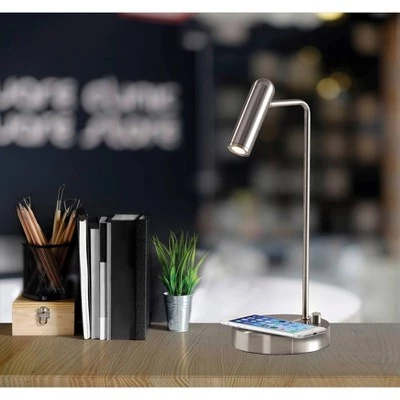 16.5" Wireless Charging Table Lamp (Includes LED Light Bulb) Silver - Adesso 3 16.5" Wireless Charging Table Lamp (Includes LED Light Bulb) Silver - Adesso