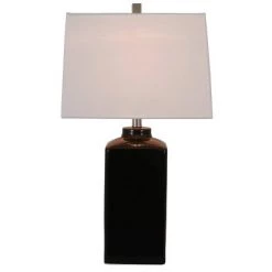 26.5" Kennedy Ceramic Table Lamp Black - Decor Therapy