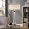 Elegant Glass Column Table Lamp with Crystal Round Base and Two Layer Designer Fabric Shade - StyleCraft -Loca Table Lamps Store unnamed file 1988